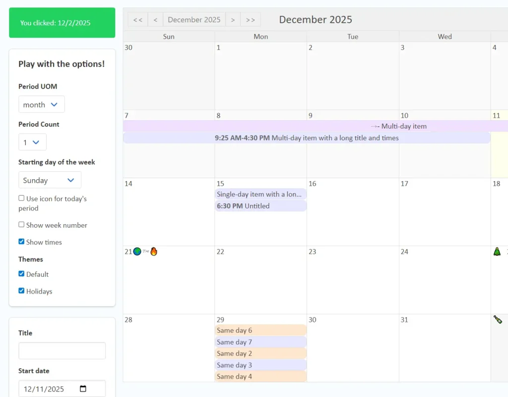 VueSimpleCalendar
