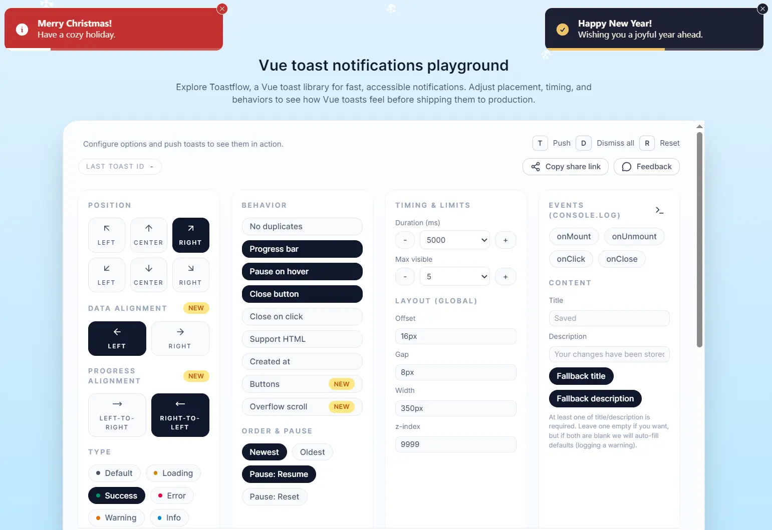 Framework-Agnostic Toast Engine for Vue