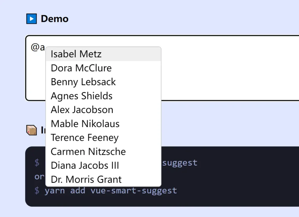 Lightweight Autocomplete for Textareas in Vue 3